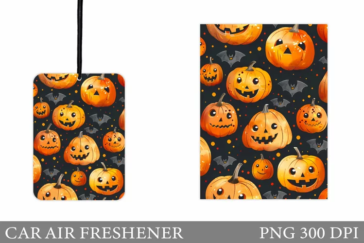 Cute Pumpkin Car Air Freshener. Halloween Sublimation