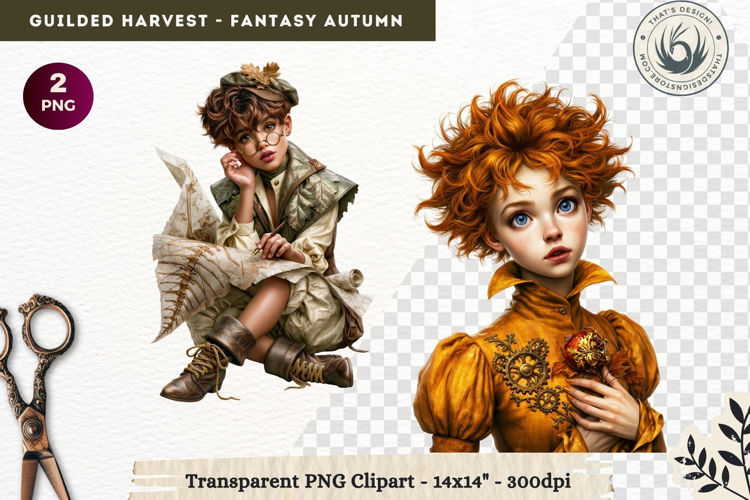 Fantasy Autumn Gilded Harvest PNG Clipart whimsical witch