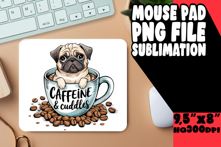 JOYFUL desk pad Sublimation Art, Coffee Dog