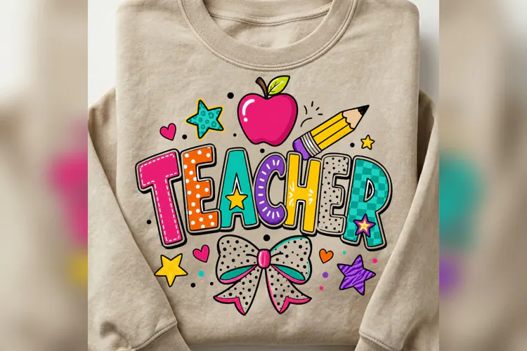 Colorful Teacher PNG, Back to School Teacher Design, Apple