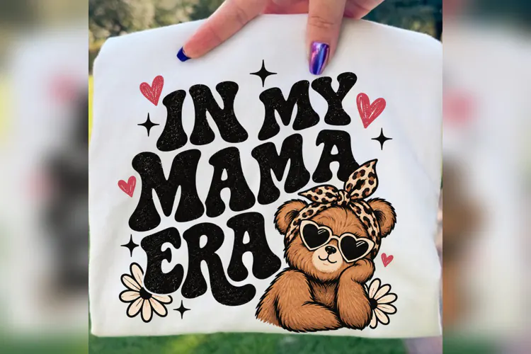 In My Mama Era Teddy Bear PNG, Cute Leopard Bow Mom Mug