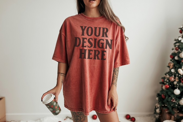 Brick Christmas Comfort Colors 1717 TShirt Mockup,cc1717 moc