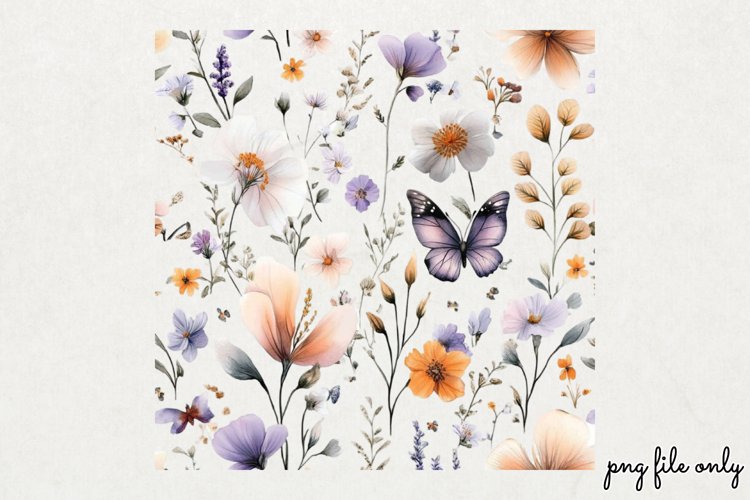 Wild flowers butterflies and dragonfly Clipart PNG