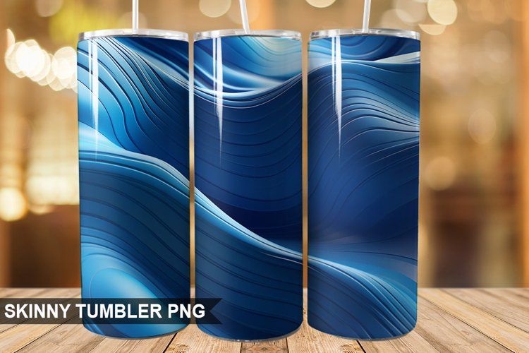 3D Wave Liquid PNG Tumbler Design