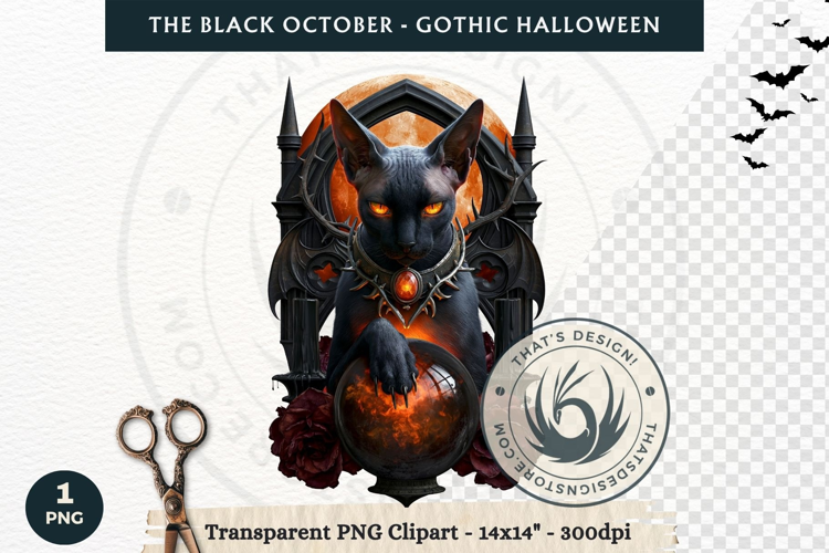 The Black October Gothic Halloween Clipart, Horror character