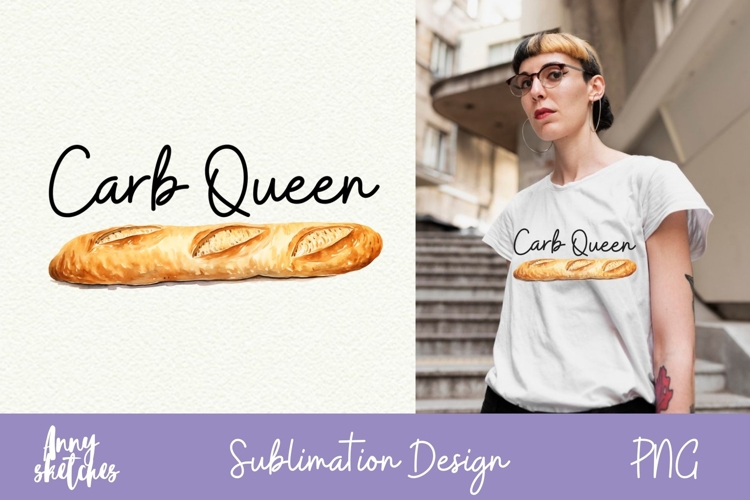 Fun Baguette Sublimation French Paris Watercolor Clipart PNG