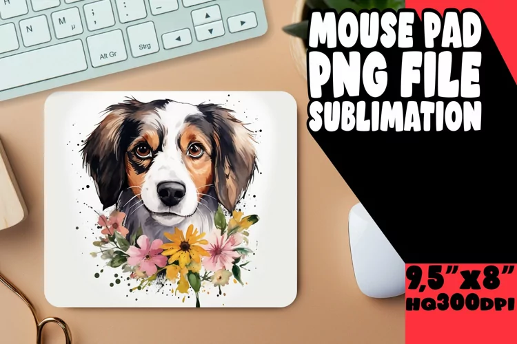 Puppy and Floral Sublimation Mat