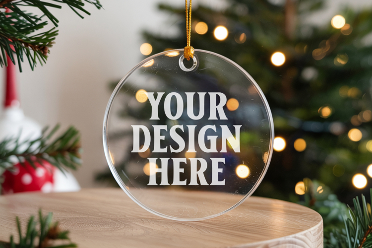 Acrylic Christmas Ornament Mockups | Clear Holiday Ornament
