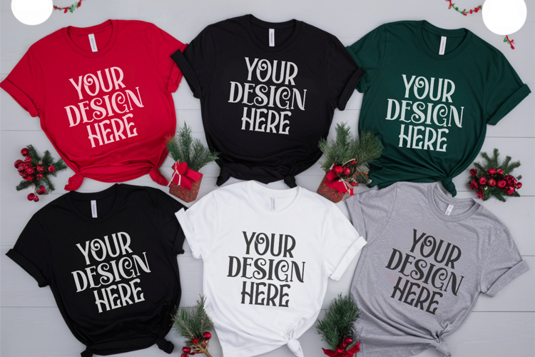 Christmas Family Matching Flat Lay T-Shirt Mockups