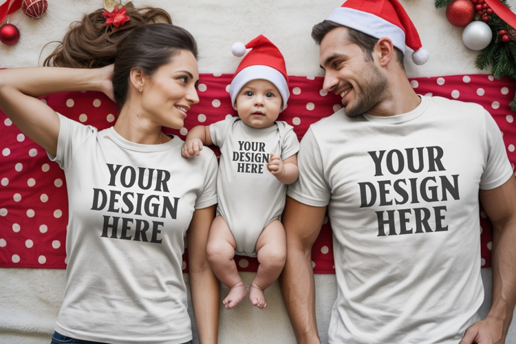 Christmas Family Matching T-Shirt Mockups | Holiday Group