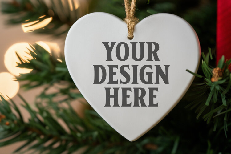 Holiday Love Heart Ornament Mockups | Romantic Christmas Tre example image 1