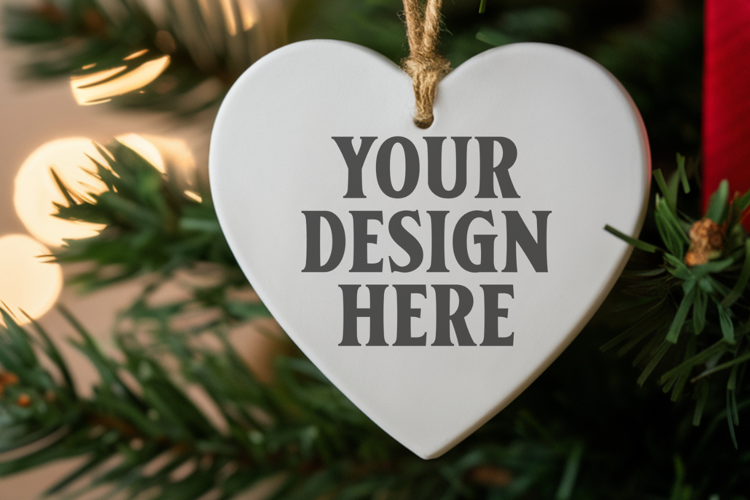 Holiday Love Heart Ornament Mockups | Romantic Christmas Tre