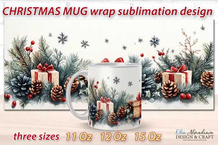 Christmas Mug Sublimation design| Mug Wrap Cricut Template