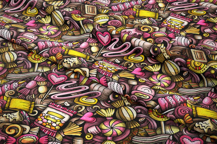 Candies Cartoon Seamless Pattern | Doodle Background