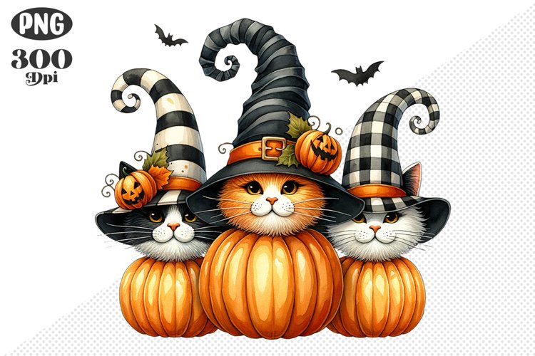 Halloween Cat And Pumpkin Sublimation - Clipart PNG Design