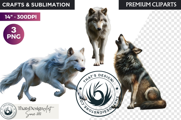 Watercolor Mystic Wolf Fantasy Clipart animal PNG Graphics