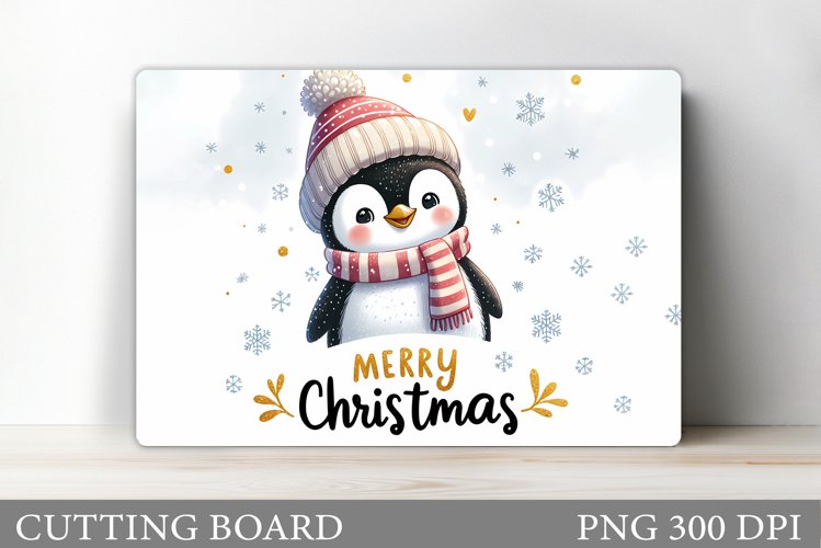Cute Penguin Cutting Board. Christmas Cutting Board Design example image 1