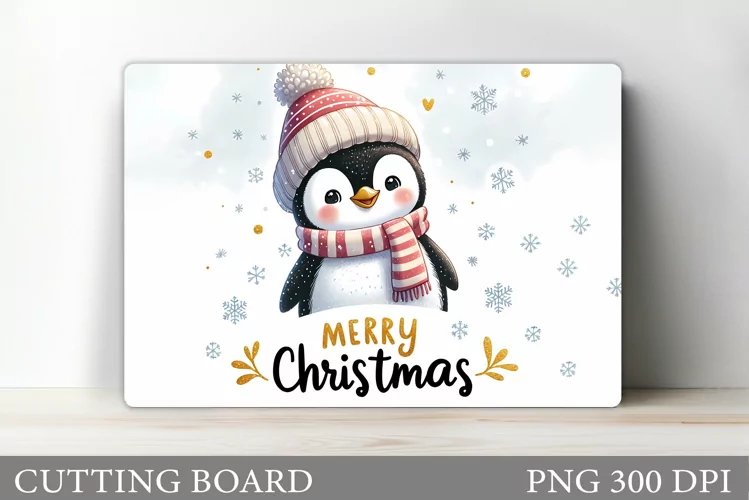 Cute Penguin Cutting Board. Christmas Cutting Board Design