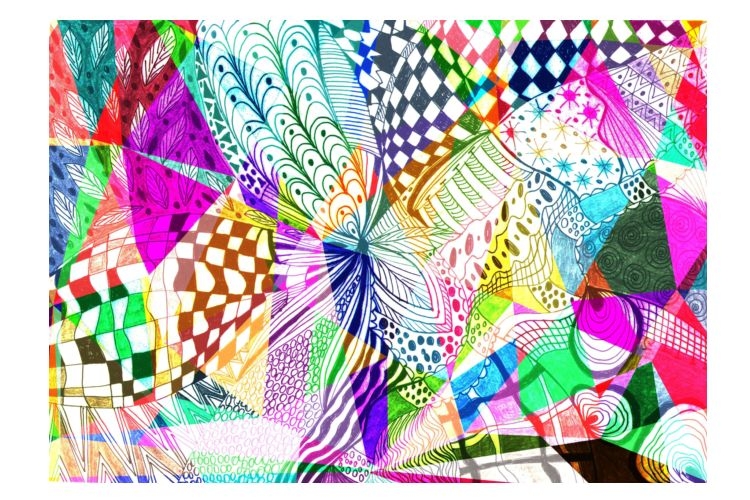 Abstract psychedelic digital manipulated and hand drawing