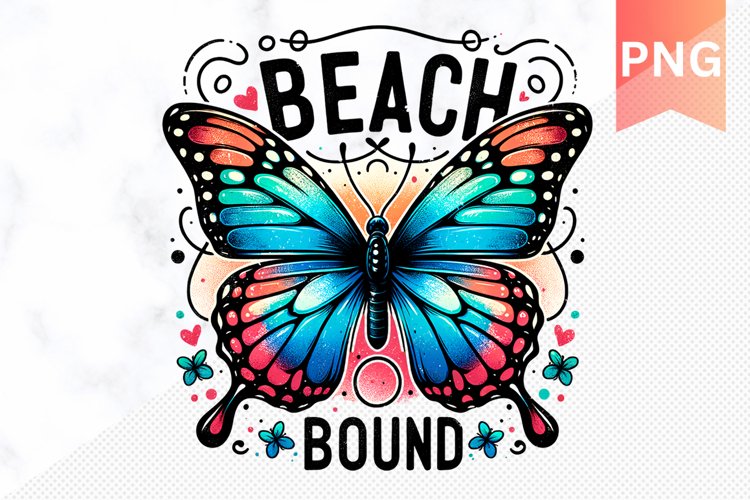 Beach Bound - Butterfly Sublimation - Clipart PNG Design