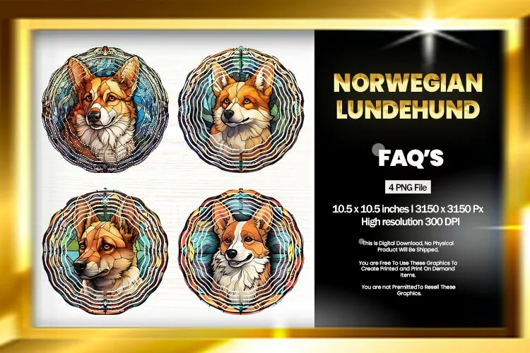 Norwegian Lundehund Wind Spinner Sublimation - 04 Variatio