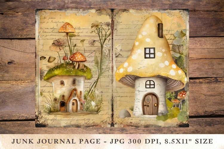 Printable Junk Journal Pages mushroom house 4 example image 1