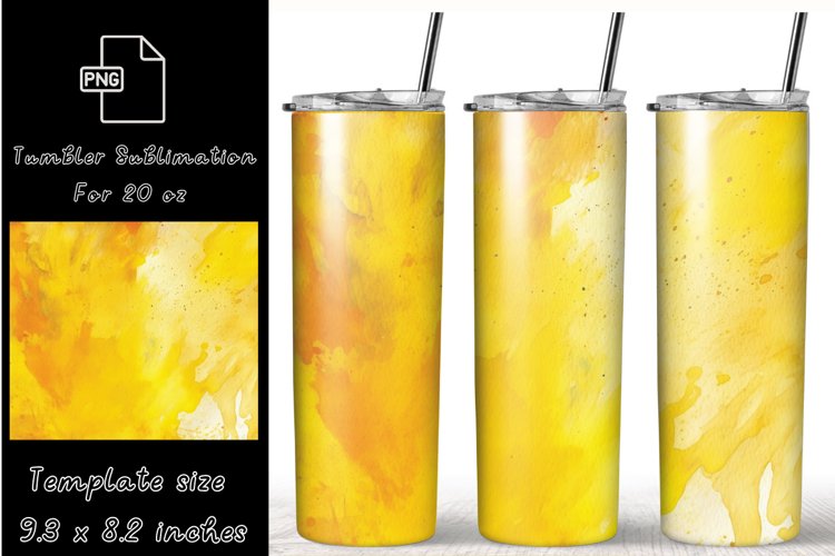 Watercolor yellow marble 20 oz Tumbler Wrap Sublimation