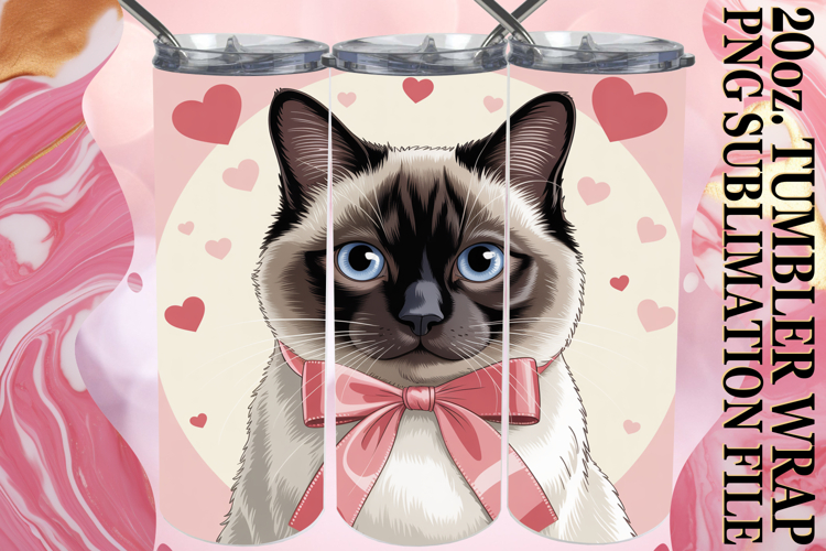 Blissful Reflections 20oz tumbler wrap, Valentines Cat