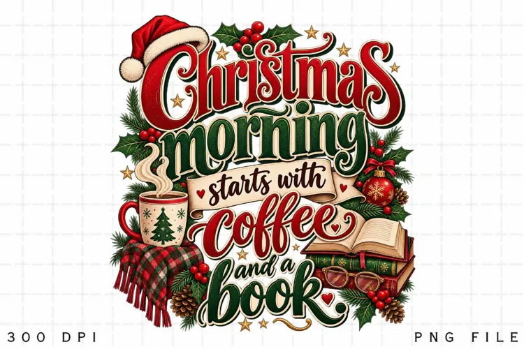 Christmas Morning Starts With Coffee and a Book, Cozy