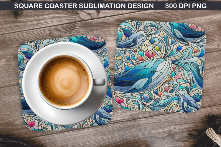 Dolphin Coaster Sublimation, Valentine Coaster PNG Design