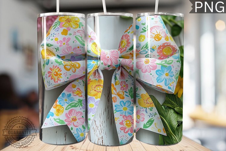 Spring Fling Bow Tumbler Wrap -High Quality 300 Dpi