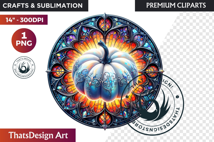 Halloween Gothic stained Glass Pumpkin Clipart