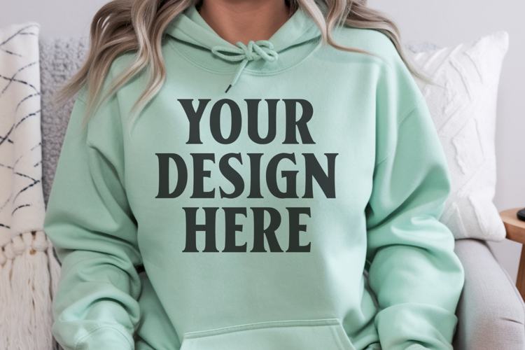 Dark Heather Gildan Gildan 18500 Hoodie Mockup, Unisex Swea