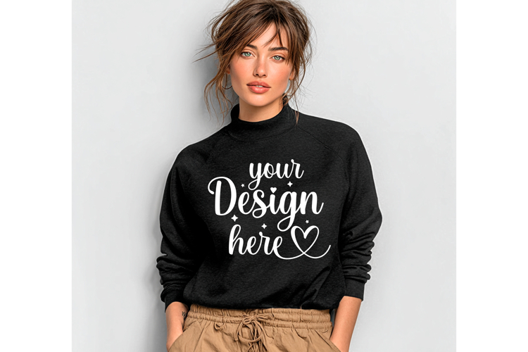 Gildan 18000 Black mockup, Gildan blank mockup