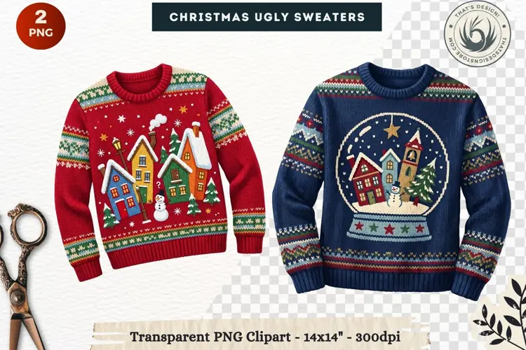 Christmas Ugly Sweaters Clipart Holiday Winter Sweater PNG