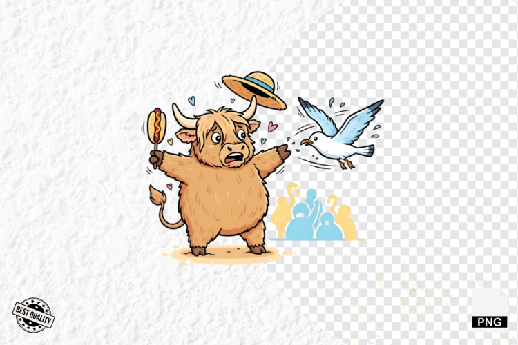 Pool Day Highland Cow Clipart