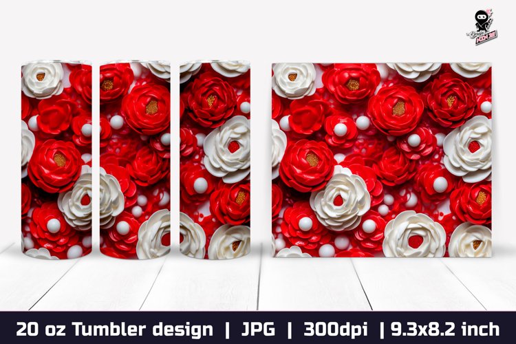 3d Flowers Tumbler, Roses Tumbler Design example image 1