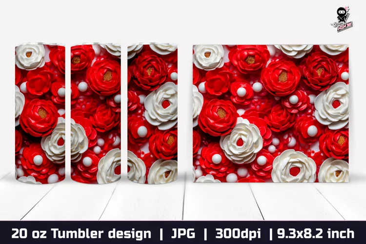 3d Flowers Tumbler, Roses Tumbler Design