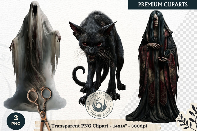 Dark Fantasy Halloween Horror Clipart PNG, Gothic Monster