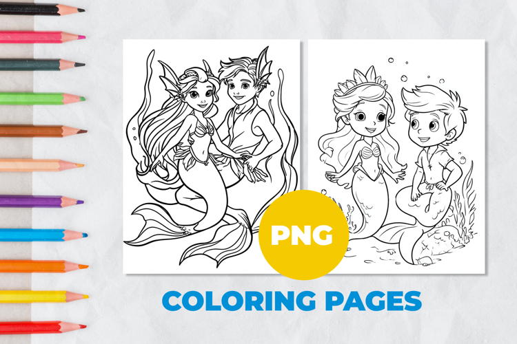Mermaids Prince and Princess Coloring Pages | Coloring book