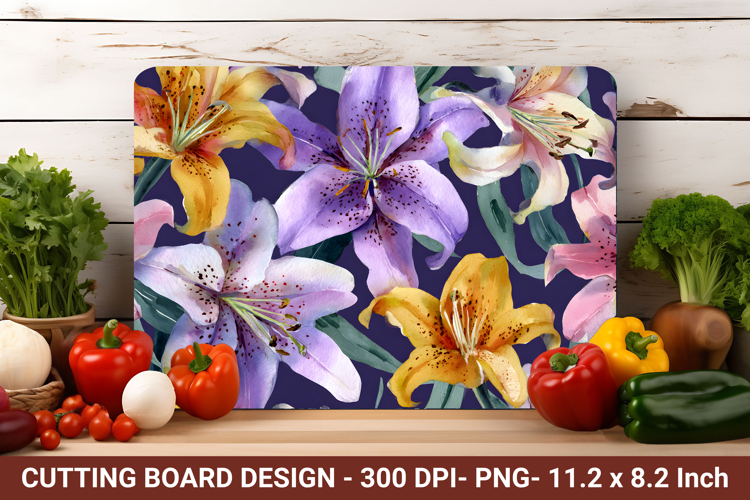 Watercolor Lily Flower Cutting Board | Cutting Board png