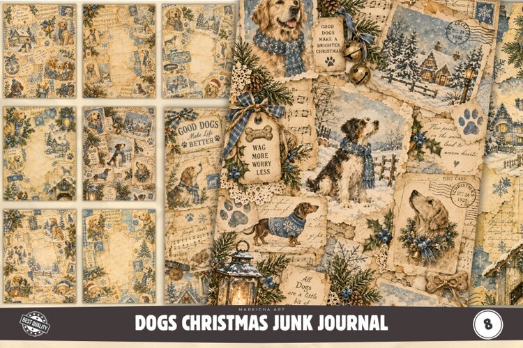 Dogs Christmas Junk Journal Pages example image 1