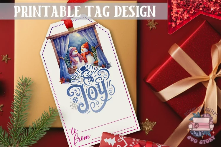 Watercolor Christmas Gift Tag FJoy Snowman Ornaments PNG