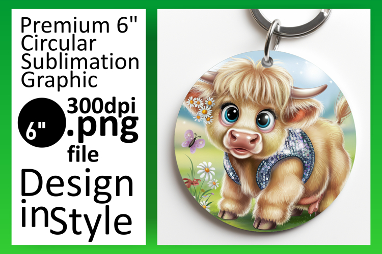 Glamorous Circle Design for Sublimation , Cute Cow