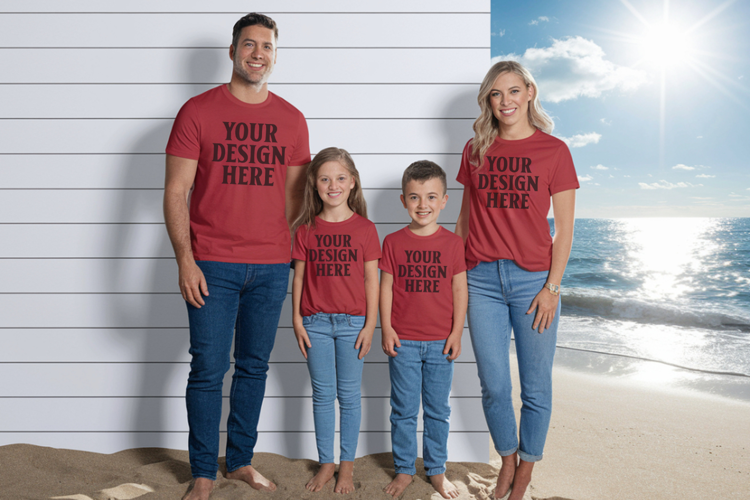 Bella Canvas 3001 Family Group T-Shirt Mockup