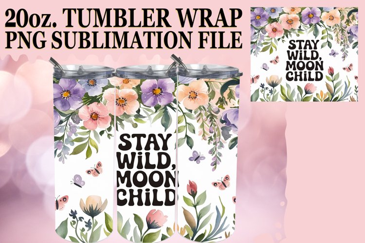 Magical mornings 20oz tumbler wrap, Flower Quote