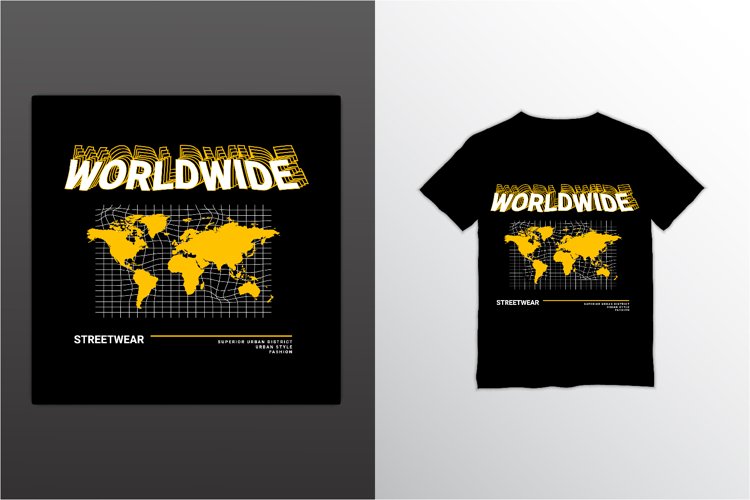 Worldwide writing design, suitable for screen printing