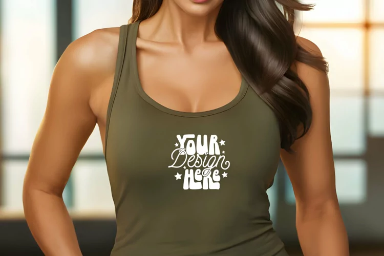 Next Level 1533 Military Green Mockup, Next Level Tank Top