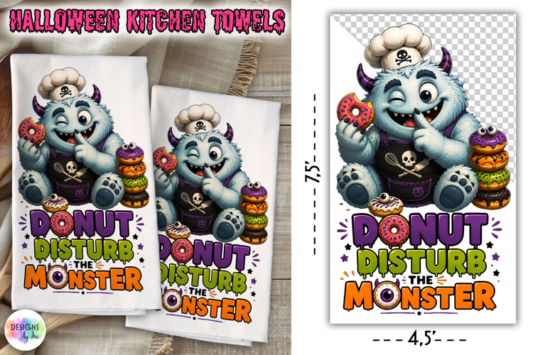Donut Disturb The Monster Halloween Towel PNG