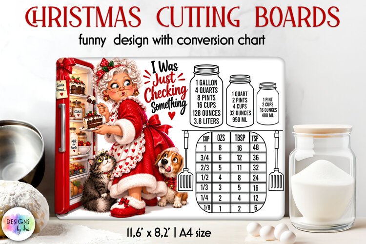 Funny Fridge Granny Christmas Cutting Board Sublimation example image 1